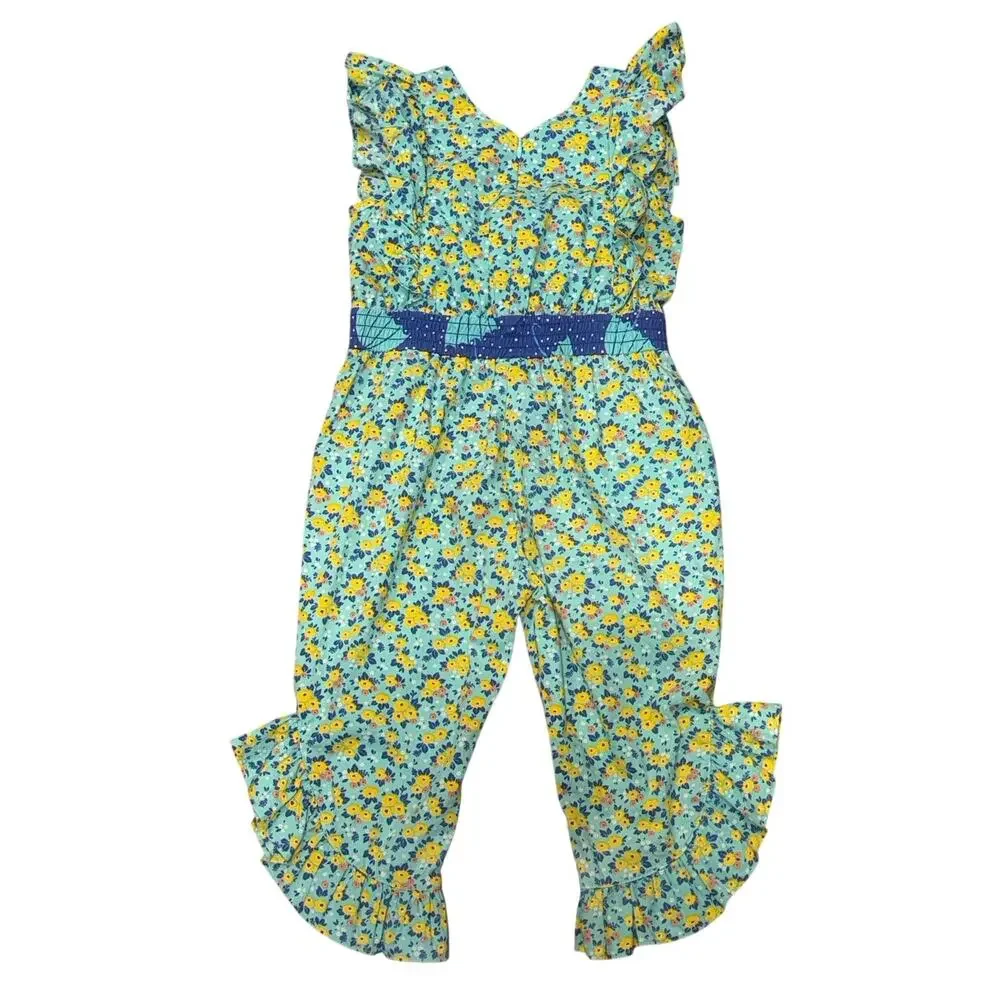 Wild Flowers Girls Floral Ruffle Jumpsuit Romper – Size 4